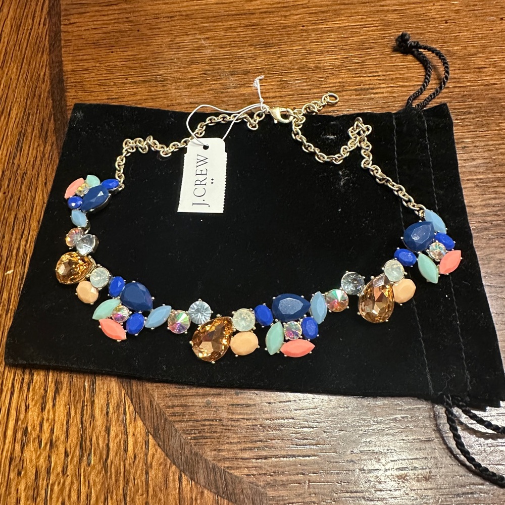 J. Crew Vibrant Blue and Gold Necklace
